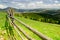 picturesque fence in the forest mountain. Carpathian, Ukraine.