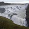 Picturesque full of water big waterfall Gullfoss autumn view, southwest Iceland