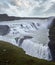 Picturesque full of water big waterfall Gullfoss autumn view, southwest Iceland