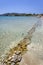 Picturesque golden sandy beach in Laganas situated on Laganas bay of Zakynthos island on Ionian Sea, Greece.