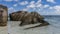 Picturesque granite boulders with smoothed folded slopes