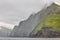 Picturesque green cliffs landscape and atlantic ocean. Faroe islands