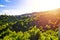 Picturesque green hills and vineyards of Plesivica sunset view