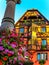 Picturesque half-timbered house in Obernai, Alsace, France