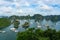 Picturesque Halong Bay landscape with cruise boats