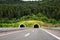Picturesque highway in Croatia autocesta A, the main automobile road with tunnel. Scenic daytime landscape