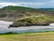 Picturesque hills in the south of Ireland, a view of the Clonakilty seashore. Cloudy, rainy weather. Landscapes, Wild Atlantic Way