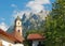 Picturesque historic church and karwendel alps, mittenwald