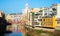 Picturesque homes on river bank in Gerona