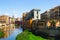 Picturesque homes on river bank in Girona
