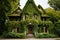 A picturesque house adorned with lush vines and ivies creating a captivating, natural faÃƒÂ§ade, An idyllic country house with