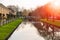 Picturesque houses on the canal in Meerkerk, Netherlands