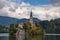 The picturesque island in the middle of Lake Bled