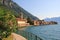 Picturesque lakeside promenade with oleander, garda lake