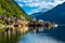 Picturesque Lakeside Town Hallstatt At Lake Hallstaetter See In Austria