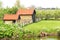 Picturesque landscape with fruits orchard in spring, Betuwe,Netherlands