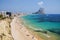 Picturesque landscape of sandy beach in Calpe, Spain