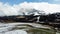 Picturesque landscape with small wooden house, cottage or log cabins on meadow Alpe di Siusi, Seiser Alm, Dolomites