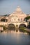 Picturesque landscape of St. Peters Basilica over Tiber in Rome, Italy