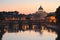 Picturesque landscape of St. Peters Basilica over Tiber in Rome, Italy