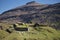 Picturesque landscape of village Saksun on Island Streymoy of the Faroe islands.