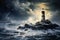 Picturesque Lighthouse winter. Generate Ai