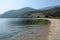 Picturesque long sandy beach. Sennaya Bay, Lake Baikal