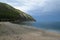 Picturesque long sandy beach. Sukhaya Bay, Lake Baikal