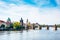 Picturesque magical beautiful landscape with Charles Bridge on the Vltava River in the old city of Prague, Czech Republic. amazing