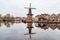 Picturesque morning landscape with the windmill, Haarlem, Holland