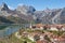 Picturesque mountain and reservoir landscape in Spain. Riano village. Europe