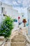 Picturesque Naousa town street on Paros island, Greece