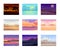 Picturesque Nature Landscapes with Sunset and Sunrise Vector Illustrations Set