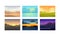 Picturesque Nature Landscapes with Sunset and Sunrise Vector Illustrations Set