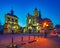 Picturesque nightscape of collegiate parish church of Virgin Mary, Ivano-Frankivsk, Ukraine