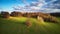 Picturesque November landscape. Rural Rolling Hills