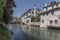 picturesque old buildings on Cagnan canal, Treviso, Italy