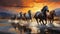 A picturesque painting of wild horses running