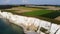 Picturesque panoramic landscape of white chalk cliffs near Mers-les-Bains, Normandy, France