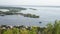 Picturesque panoramic view from the height on the touristic part of the Volga river near Saratov city at summer sunny