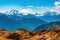 Picturesque panoramic view of Pennine Alps from Moosfluh summit, Bettmeralp, canton of Valais, Switzerland