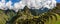 Picturesque panoramic view of terraces of Machu Picchu.