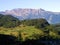 Picturesque pastures, mixed forests and alpine peaks over the Rhine river valley - Balzers, Liechtenstein