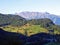 Picturesque pastures, mixed forests and alpine peaks over the Rhine river valley - Balzers, Liechtenstein