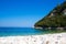 A picturesque piece of nature. Sea, pebbles, mountains.Croatian coast, a piece of wild beach