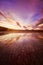 Picturesque pink sunset at Grand Prismatic Spring in Yellowstone