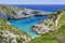 Picturesque Porto Limnionas rocky beach. It is situated on west coast of Zakynthos island, Greece.