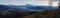 Picturesque pre sunrise morning above late autumn mountain countryside. Ukraine, Carpathian Mountains, Hoverla and Petros tops in