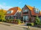 Picturesque residential houses in small Dutch town Zwanenburg