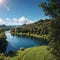 Picturesque river landscape made with Generative AI